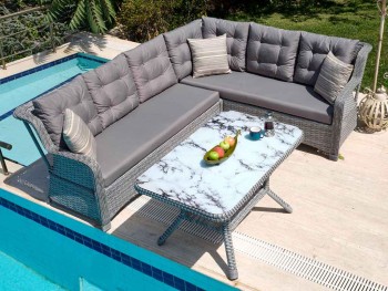 Γωνιακό σαλόνι κήπου Lotus σετ 2 τεμάχια