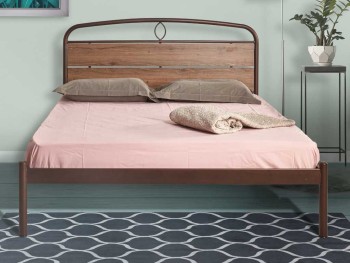 Μεταλλκό Κρεβάτι Melina με επένδυση ξύλο