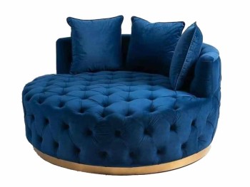 Στρογγυλός Καναπές - Πολυθρόνα Rosalia σε μπλέ χρώμα