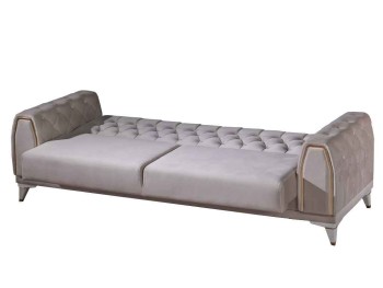 Tριθέσιος Καναπές Gold μπέζ